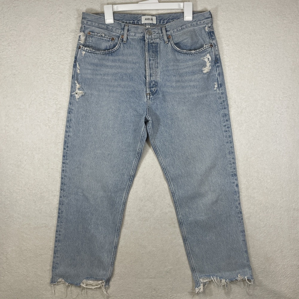 Agolde Size 31 Fits 34 90s Crop Loose Straight Jeans in Nerve Button Fly